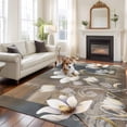 thumbnail image 2 of Rectangle Area Rugs 6 x 9 Ft, Brown Grey Floral Non-Slip Residential Carpet, Spring Summer Botanical Vintage Indoor Crawling Mats Runner Rugs for Living Room/Dining Room/Bedroom, 2 of 8