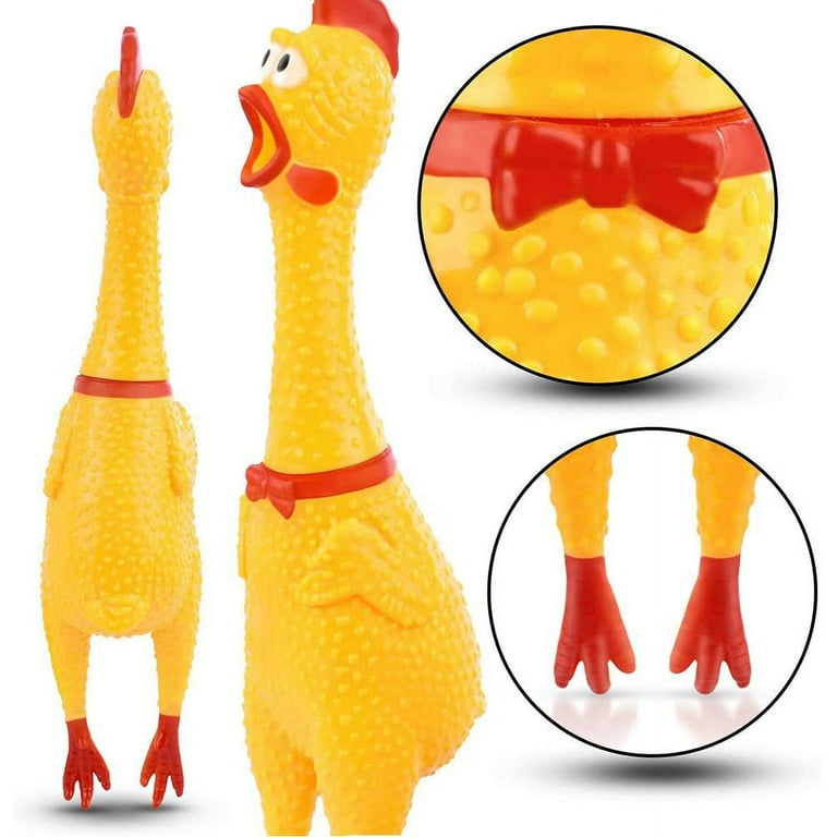 Screaming Chicken Dog Toy 30cm 11.8 inch 1 pack of Yellow Rubber Squaking Chicken Toy Novelty and Durable Rubber Chicken for Dogs Rubber Chickens
