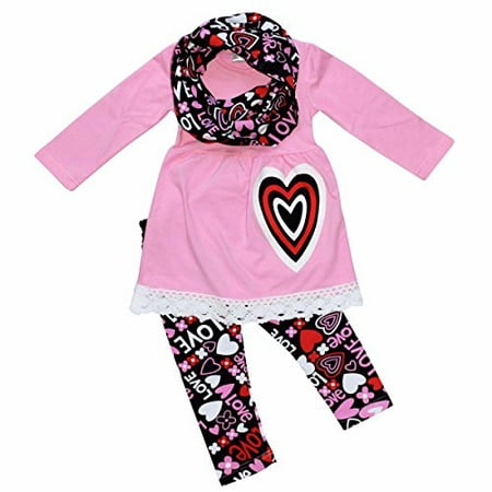 Unique Baby Girls Valentine's Day Outfit Layered Heart Crotchet (4T/M, Pink)