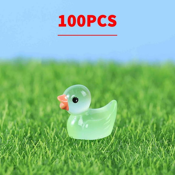 YOHAVEN 100Pcs Mini Duck Figurines Luminous Resin Ornaments Fairy Garden Decorations DIY Crafts Tabletop Ornaments for Aquarium Terrarium Home Holiday Decor