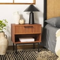 thumbnail image 2 of SAFAVIEH Axelle Modern 1 Drawer Nightstand,Walnut/Black, 2 of 14