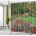 thumbnail image 5 of Ambesonne Floral Shower Curtain, Spring Garden Forest, 69"Wx75"L, Green and Purple, 5 of 5