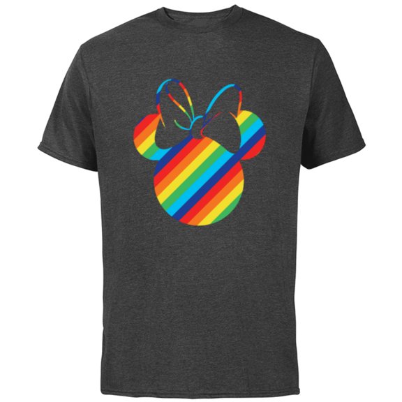 Disney Minnie Mouse Silhouette Rainbow - Short Sleeve Cotton T-Shirt for Adults- Customized-Charcoal