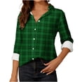 thumbnail image 2 of Autumn and Winter Plaid Jackets for Womens 2024 Plus Size Long Sleeve Plaid Shirt Tunic V-Neck Casual Pullover Blouses Tops, 2 of 5