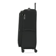SWISSGEAR Stride Large Expandable Spinner Luggage, Black, Checked, 8 Wheels, TSA Lock