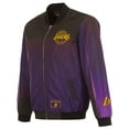 thumbnail image 2 of Men's-JH Design  Black Los Angeles Lakers 2024/25 City Edition Full-Zip Nylon Bomber Jacket, 2 of 7