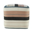thumbnail image 4 of LR Home Medium Striped Indoor/Outdoor Square Pouf, White/Pink, 20" x 20" x 20", 4 of 10