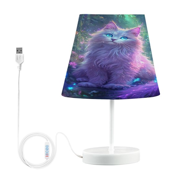 BZSMCE Table Lamp Creative White Cat Simple Pattern Night Light