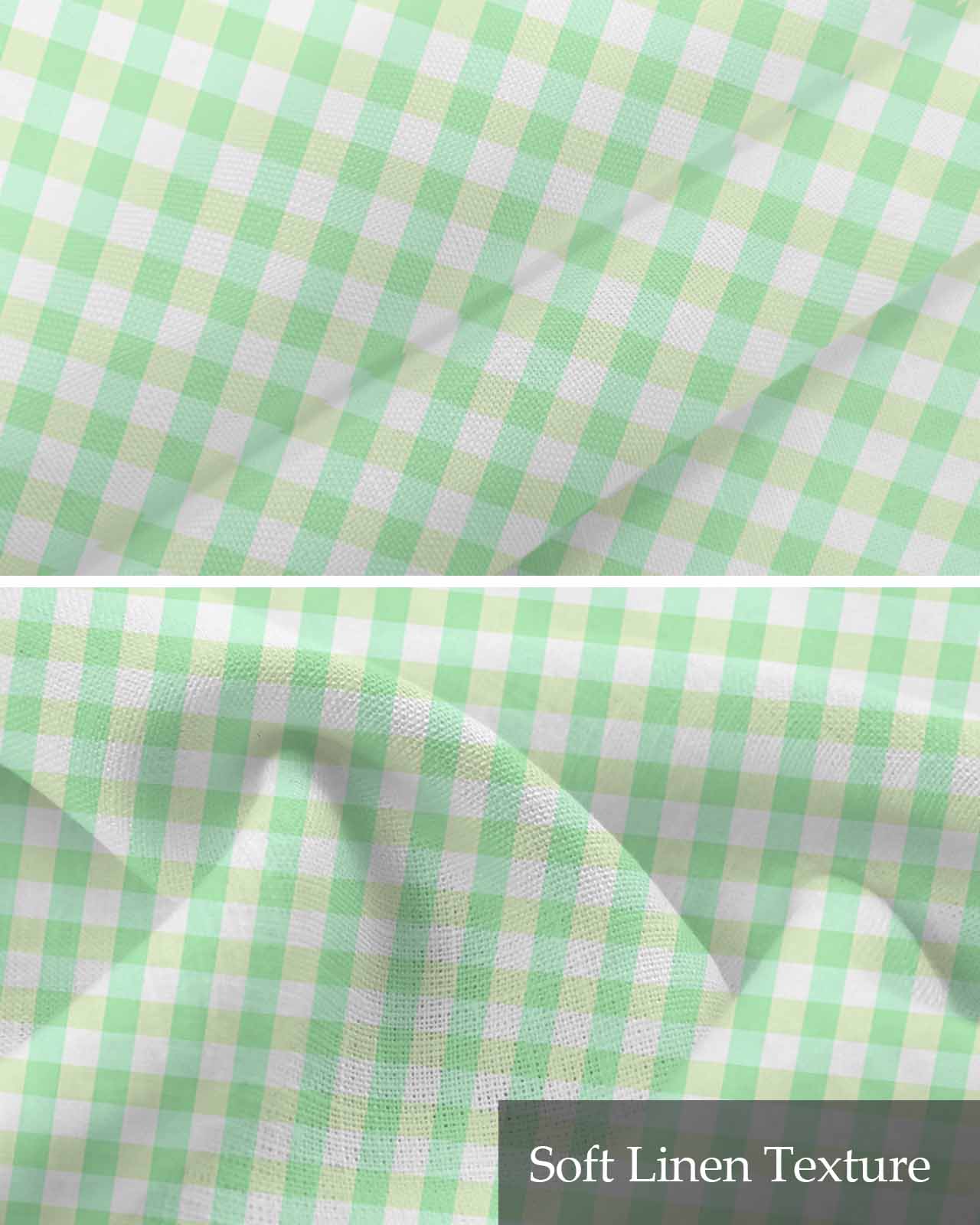 Green Grid Kitchen Valances for Windows Farmhouse Linen Window Valance Curtain for Living Room Window Treatment Checkered Plaid Gingham Lattice Trellis Print Valance Rod Pocket Topper, 60 x 18 Inch