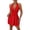 Red, variant on Women’s Halter V Neck Fit and Flare Mini Dress Backless Ruched Party Cocktail Skater Dress
