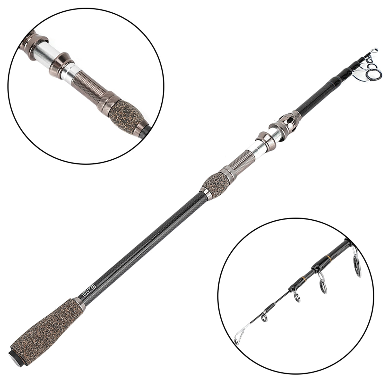 NFTIGB Sea Fishing Rod Short Section Carbon Fiber Stretchable Telescopic Fishing Pole Lure Accessories 1.8m / 5.9ft for Freshwater and Saltwater Angling Lightweight Portable Travel Gear