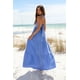 thumbnail image 3 of Vestido AmySister sin mangas, halter, con capas, largo midi y bolsillos, talla M, 3 of 5