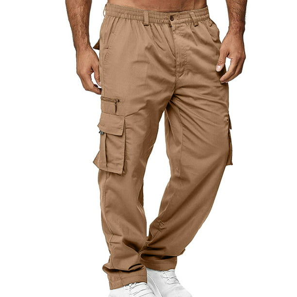 Avamo Mens Relaxed Fit Cargo Pants Black Khaki Casual Work Pant Trousers Men Sport Zipper Pockets Leggings Bottoms - Walmart.com