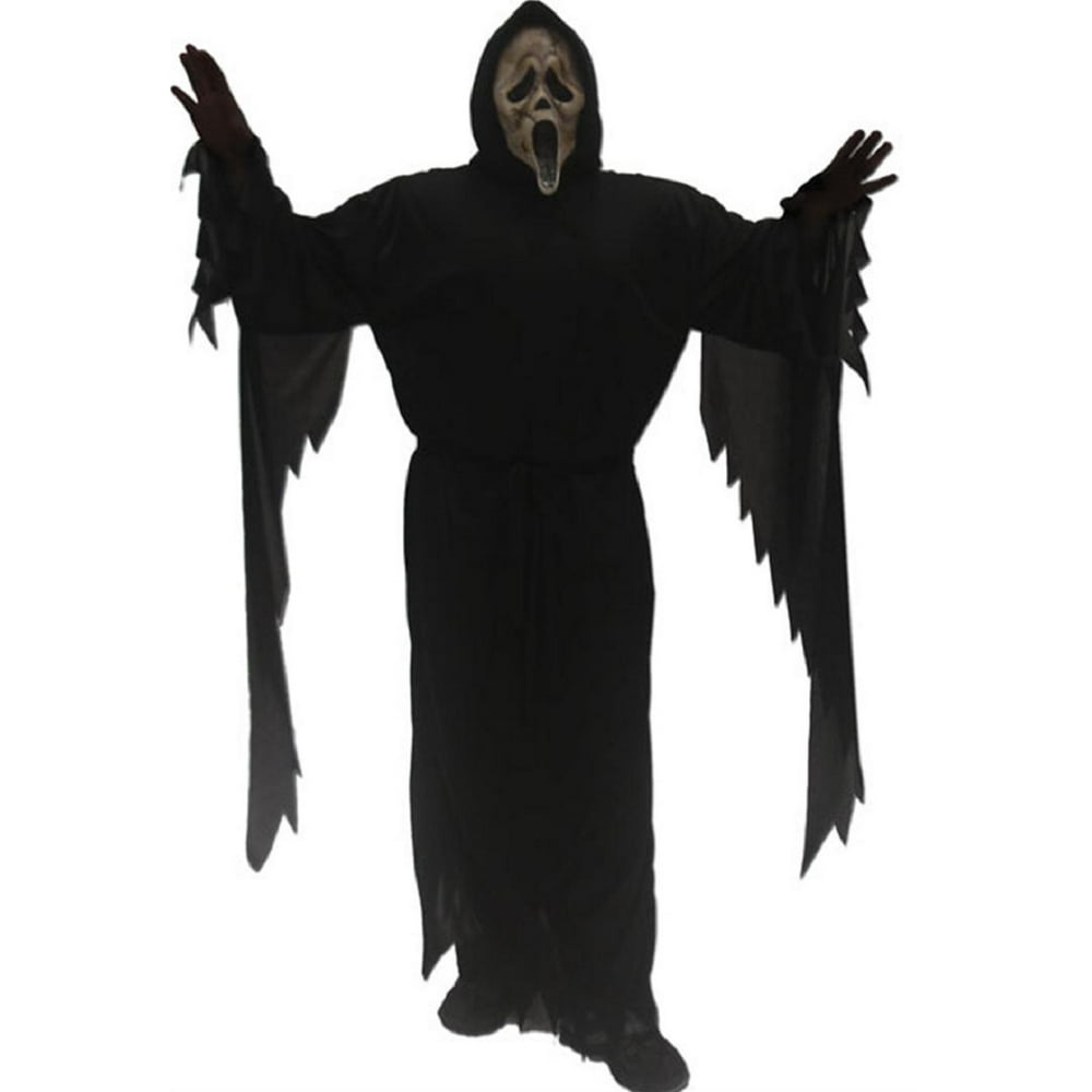 Zombie Ghost Face Scream Black Horror Mask Reaper Costume Robe Killer ...