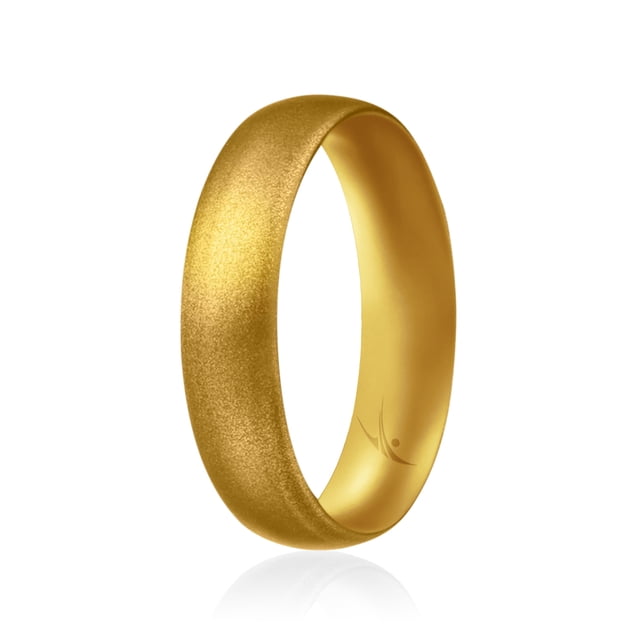 Anillo de bodas de silicona - Estilo cúpula, ajuste fino y cómodo - Oro de ROQ para mujer - Anillo de 4 mm