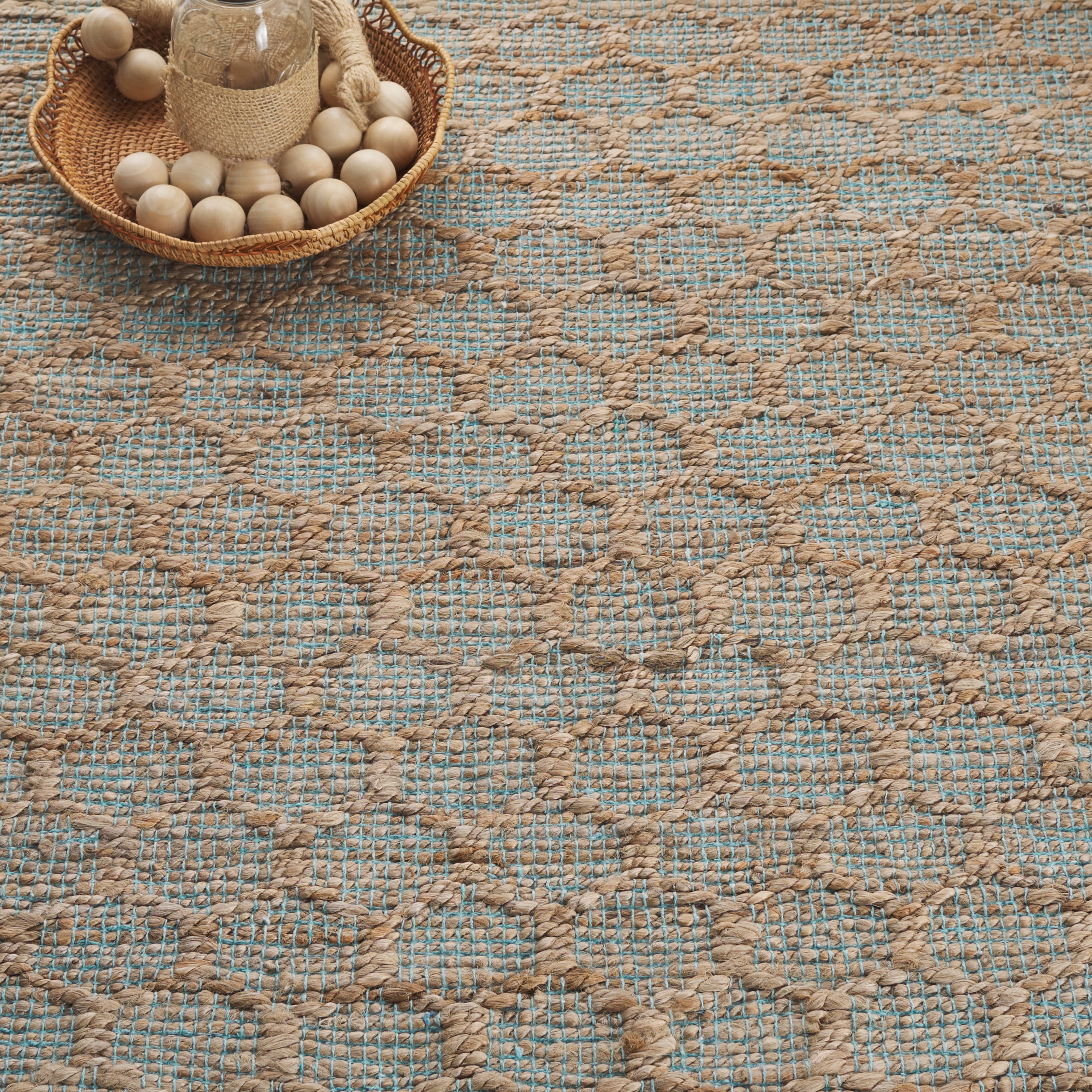 SAFAVIEH Cape Cod Fallon Geometric Area Rug, Light Blue/Natural, 4' x 6'