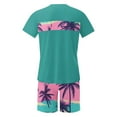 thumbnail image 4 of VBTAPA Mens T Shirt and Shorts Set Palm Tree Graphic Printed Casual Workout Sets Tropical Summer Track Suit 2 Piece Set Green XXL, 4 of 6