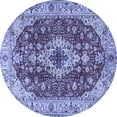 thumbnail image 1 of Ahgly Company Machine Washable Indoor Round Medallion Blue Traditional Area Rugs, 4' Round, 1 of 4