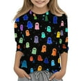 thumbnail image 2 of MKOSPLRT 3/4 Sleeve Shirts for Kids 3-12Y Happy Halloween Day Crew Neck Funny Graphic Tees Causal Loose Fall T-Shirts for Girl Boy, 2 of 6