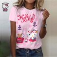 thumbnail image 4 of Camiseta de algodón de Hello Kitty para mujer, camiseta de verano con estampado de dibujos animados para mujer, cuello redondo, manga corta, camiseta para mujer, chándal, ropa holgada, 4 of 4