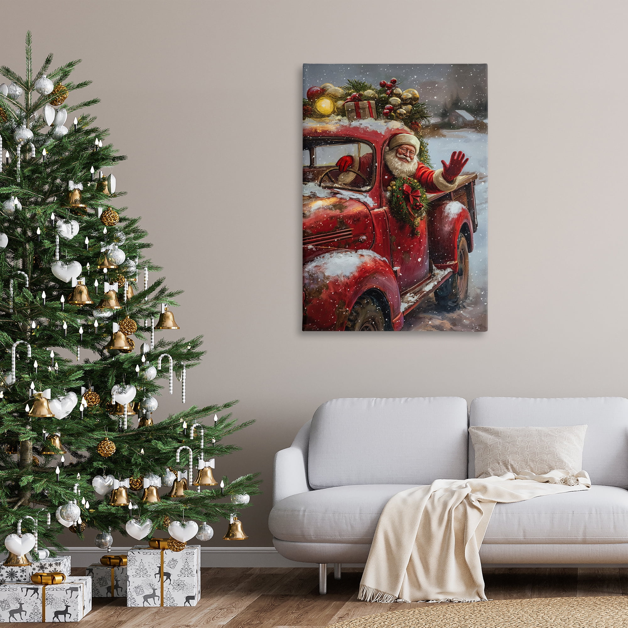 Stupell Industries Santa Waving Hello Holiday Painting Gallery Wrapped Canvas Art Prints Wall Art, 30 x 45