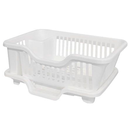 SEWCHICS Compact White Kitchen Dish Drainer with Practical Drip Tray, PP Material, Space-Saving Design for Countertop