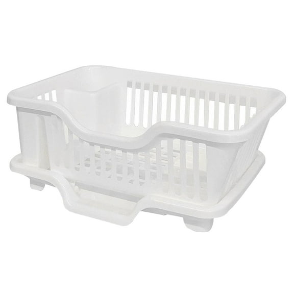 SEWCHICS Compact White Kitchen Dish Drainer with Practical Drip Tray, PP Material, Space-Saving Design for Countertop