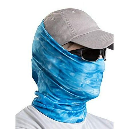 Aqua Design Fishing Hunting Masks Neck Gaiter: Men and Youth UPF 50+ Sun Mask Protection: Camo Face Cover Balaclava Bandana Royal Ripple Large