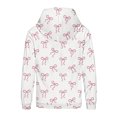 thumbnail image 4 of OYXSER Kids Girls Bow Print Hooded Sweatshirt Long Sleeve Pullover Top with Front Pocket Sweet Casual Style, Pink 6-7Y, 4 of 5