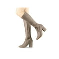 thumbnail image 4 of BLISSFUL STEP Women's Knee High Boots Side Zipper Faux Suede Block Chunky Heels Taupe 7, 4 of 7