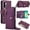 Dark Purple, variant on for Samsung Galaxy A26 5G Wallet Case, Multi-Functional PU Leather Flip Cover with Card Holder and Zipper Pocket, Detachable Shoulder & Wrist Strap Secure RFID Blocking Protection,Purple/Hot Pink