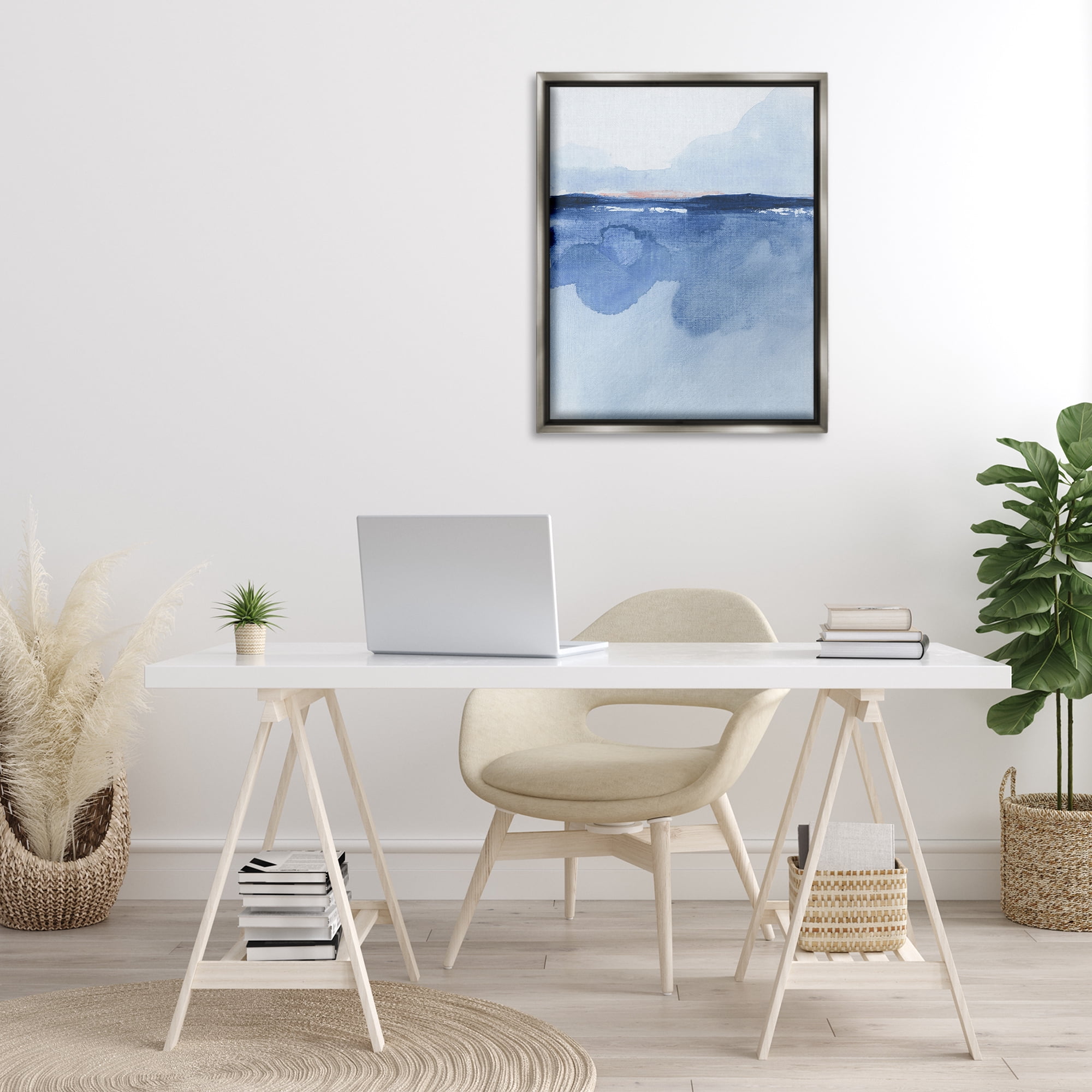 Stupell Industries Abstract Fluid Landscape Abstract Painting Gray Floater Framed Canvas Art Print Wall Art, 25 x 31