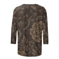 thumbnail image 3 of Uootdi Womens Tops Boho Botanical Print 3/4 Sleeve Top Soft Stretchy Blouse Casual Daily Top Elegant Blouse Gift, 3 of 5