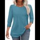 thumbnail image 3 of Blusas Elegantes e Informales con Mangas 3/4 y Botones para Mujer, Ideales para Vacaciones de Verano en la Playa. Azul y Verde XXL, 3 of 6