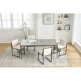 thumbnail image 3 of Modern Dining Chairs set of 2, Upholstered Linen cushions and backrest with minimalist craft iron racks, Ivory, 3 of 9