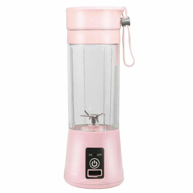 Tianmingwei Portable Blender USB Personal Juicer Cup 6 Blades Rechargeable  Fruit Mixing Machine for Baby Travel 400ml[New Version] (Pink)