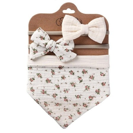 

Dadaria Baby Bibs Waterproof Toddler Baby Plaid Print Linen Cotton Double Sided Saliva Headband Set White One Size Boys Girls
