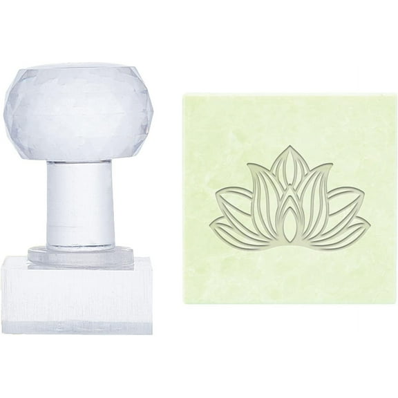 Lotus Soap Stamp Flower Soap Embossing Stamp Acrylic Stamp with Handle Round Soap Chapter Imprint Stamp for Handmade Soap Cookie Clay Pottery Stamp Biscuits Gummier Making Projects