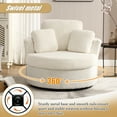 thumbnail image 3 of KINFFICT Teddy Swivel Barrel Chair Accent Chair, Oversized Comfy Armchair with Pillows, Modern Leisure Sofa Chair for Living Room Bedroom, Ivory, 3 of 8