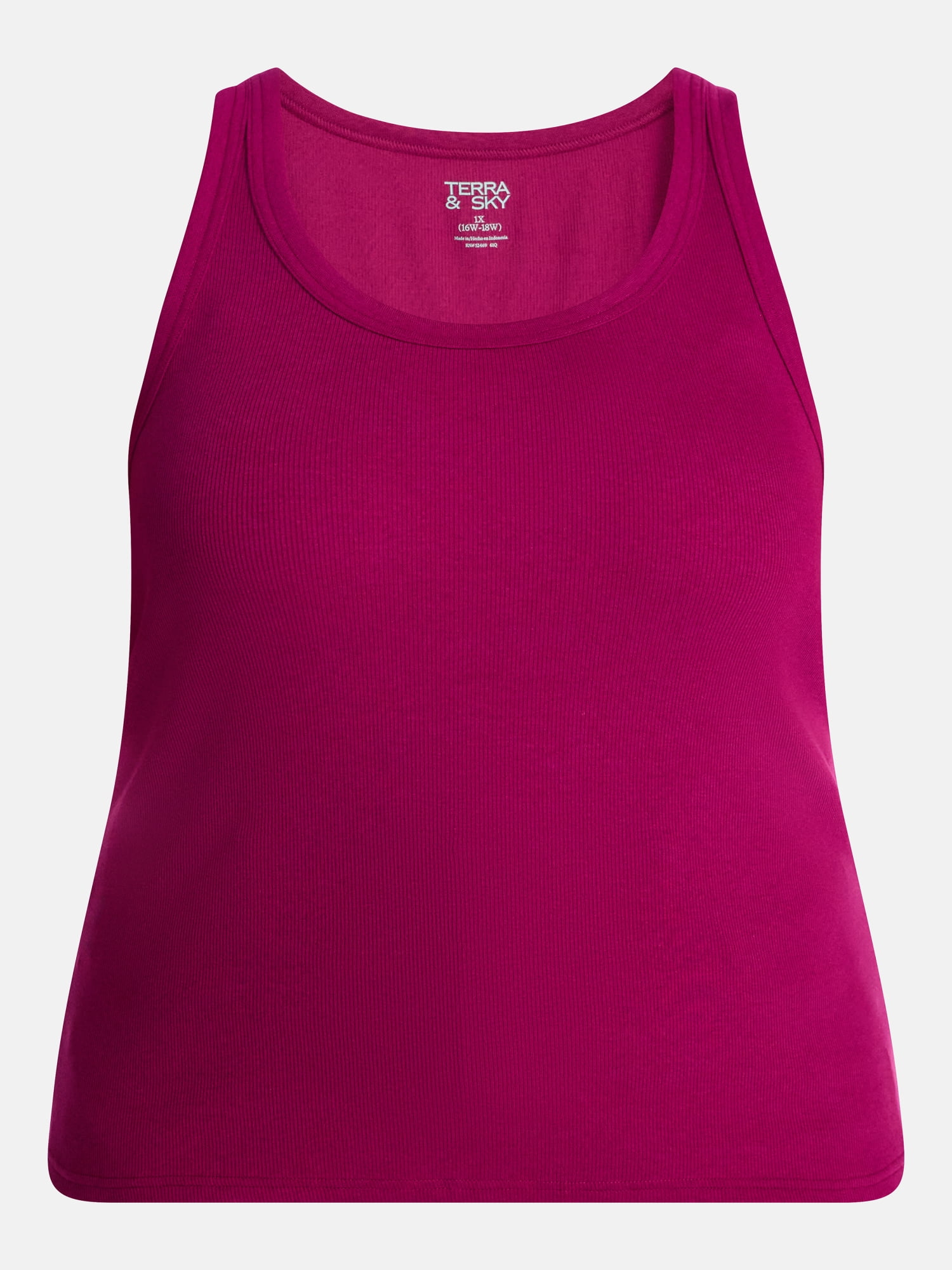 Terra & Sky Women's Plus Sleeveless Ribbed Scoop Neck Tank Top, Sizes 0X-5X