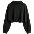 thumbnail image 4 of Half Zip Sweatshirts For Women Lapel Long Sleeve Drawstring Hem Tops Fashion Casual Loose Cropped Pullover (M, Black), 4 of 9