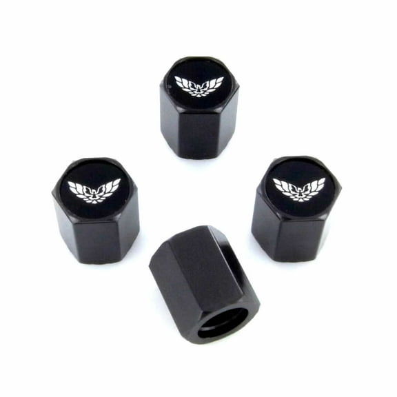 Black Pontiac Trans Am Black Logo Tire Stem Valve Caps