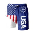 thumbnail image 5 of Kids Boys USA 250th Anniversary Stars and Stripes Print Swim Trunks Knee Length Double Layer Design Patriotic Theme Casual Summer Beach Shorts Blue 5 Years-6 Years, 5 of 5