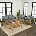 thumbnail image 3 of Tavira 4-Piece Modern Bohemian Acacia Wood Outdoor Patio Set with Cushions and Plain Decorative Pillows, Gray/Teak Brown, 3 of 6