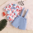thumbnail image 2 of Baby Onesies Boy Baby Boy Clothes Suits Infant Gentleman Wedding Outfits, Short Sleeve Shirt + Bowtie + Suspender Shorts Set, 2 of 9