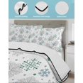 thumbnail image 3 of Full Size Quilt Bedding Set, Green Snowflake Christmas Reversible Summer Quilt 3 Pieces, Xmas Snowflake Lightweight Bedspreads Coverlets with 2 Pillow Shams for All Seasons, 3 of 5