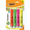 BIC Brite Liner Grip XL Highlighters, Chisel Tip, Assorted Colors, Pack of 4