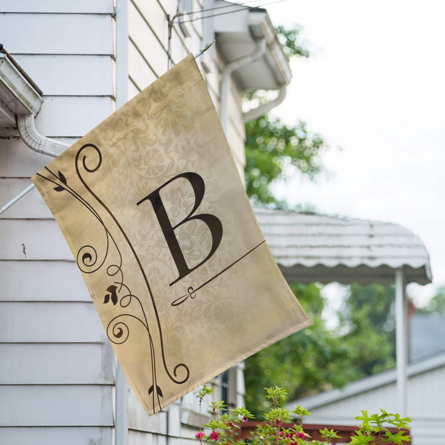 America Forever Fancy Scroll Monogram B House Flag, 28 x 40 inch Double Sided, Elegant Letter B Flag, Decorative Scroll Design, Personalized Initial Yard Art, Housewarming Gift