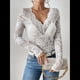 thumbnail image 4 of Blusa de Larga con Cuello Redondo y Encaje de con Bordado Floral para Mujer XL, 4 of 9