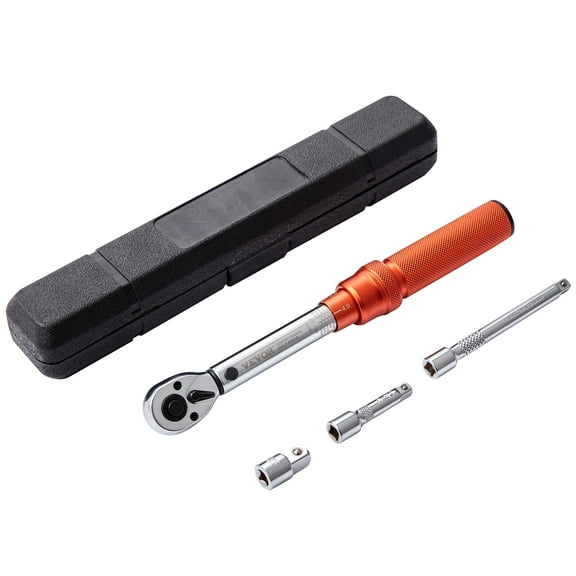 VEVOR Torque Wrench, 1/4-inch Drive Click Torque Wrench 20-200in.lb/3-23n.m, Dual-Direction Adjustable Torque Wrench Set, Mechanical Dual Range Scales Torque Wrench Kit with Adapters Extension Rod